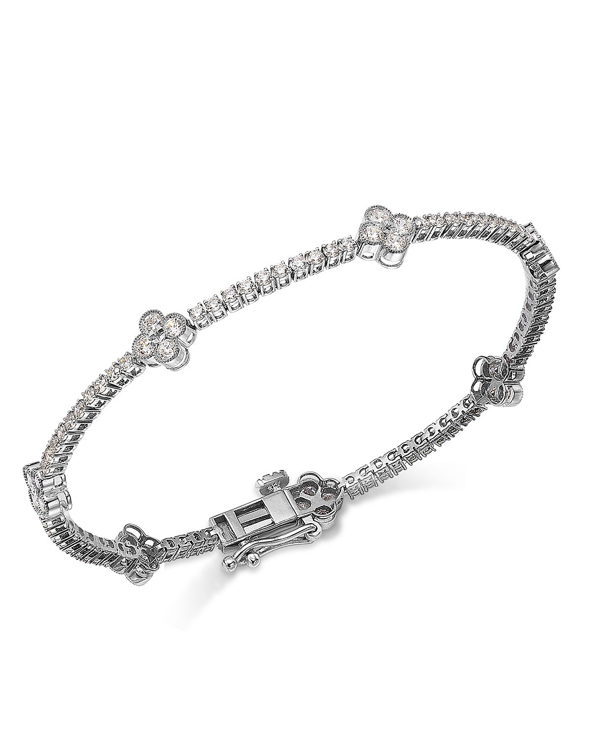 Bloomingdale's Fine Collection Diamond Clover Station Bracelet