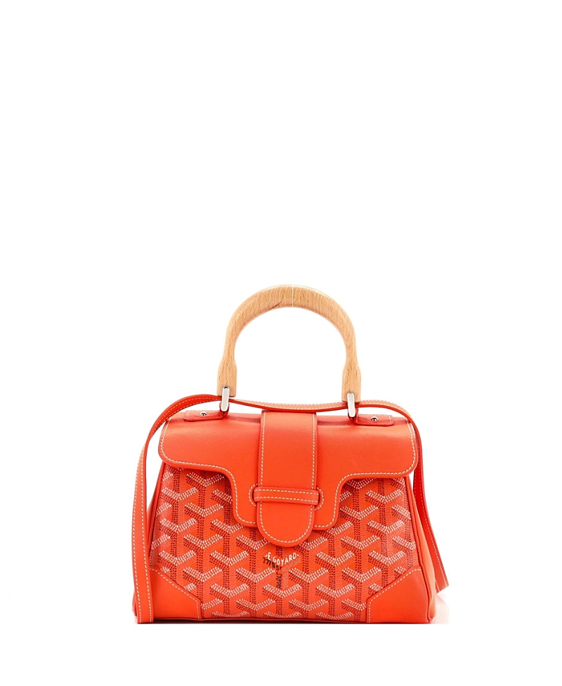 Pre-owned Pre-owned Goyard Goyard Mini Saigon Top Handle Bag Coated Canvas With Leather In Orange