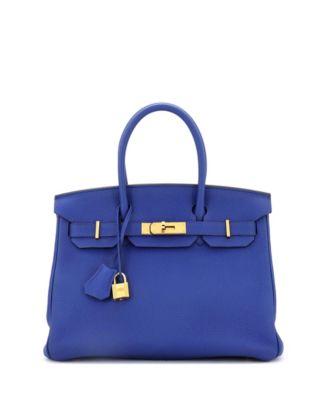 Pre-Owned HERMES Birkin 30 Handbag Blue Togo with Gold Hardware