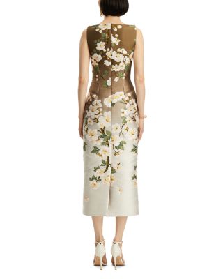 Sleeveless Jacquard Ombre Cherry Blossom Dress