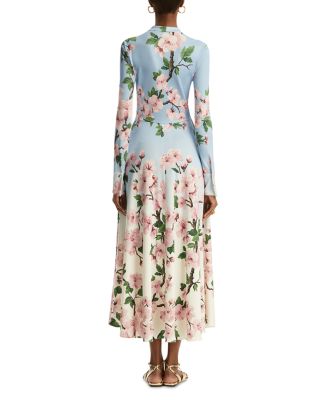 Long Sleeve Cherry Blossom Degrade Jersey Dress