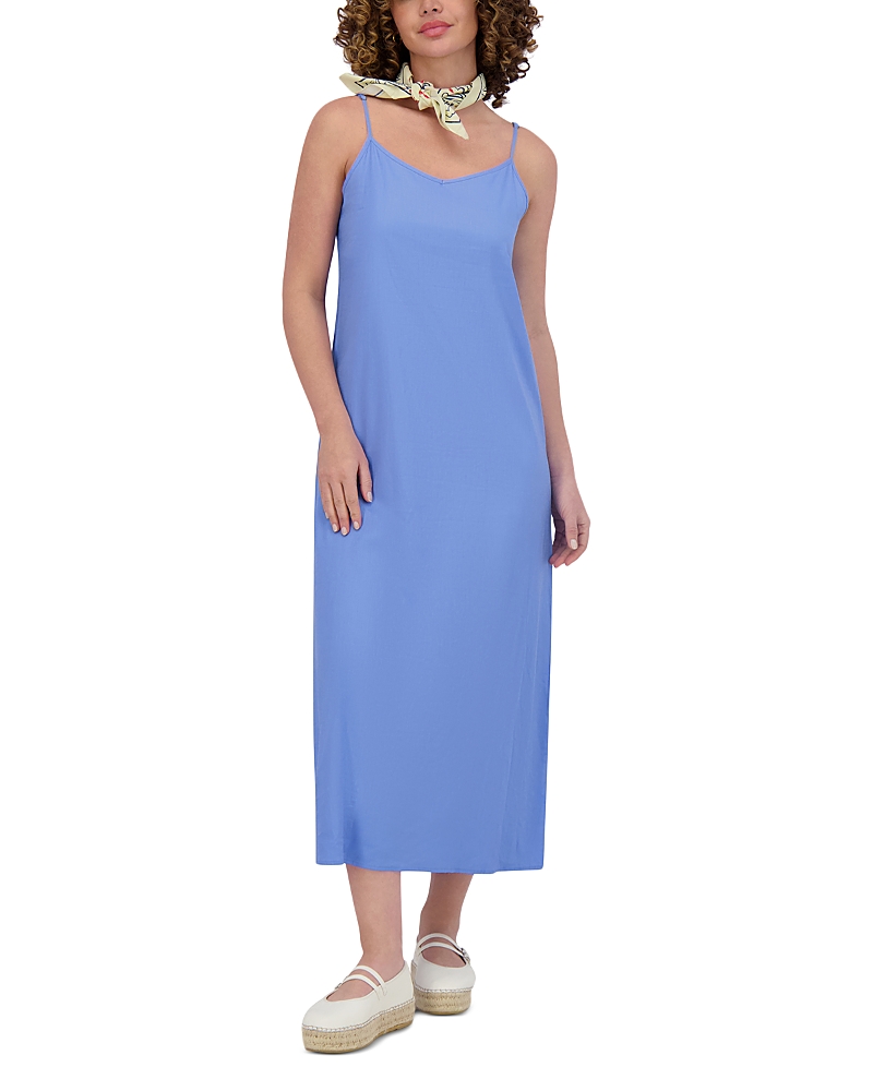 Point Linen Blend A Line Slip Dress