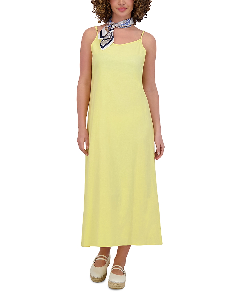 Point Linen Blend A Line Slip Dress