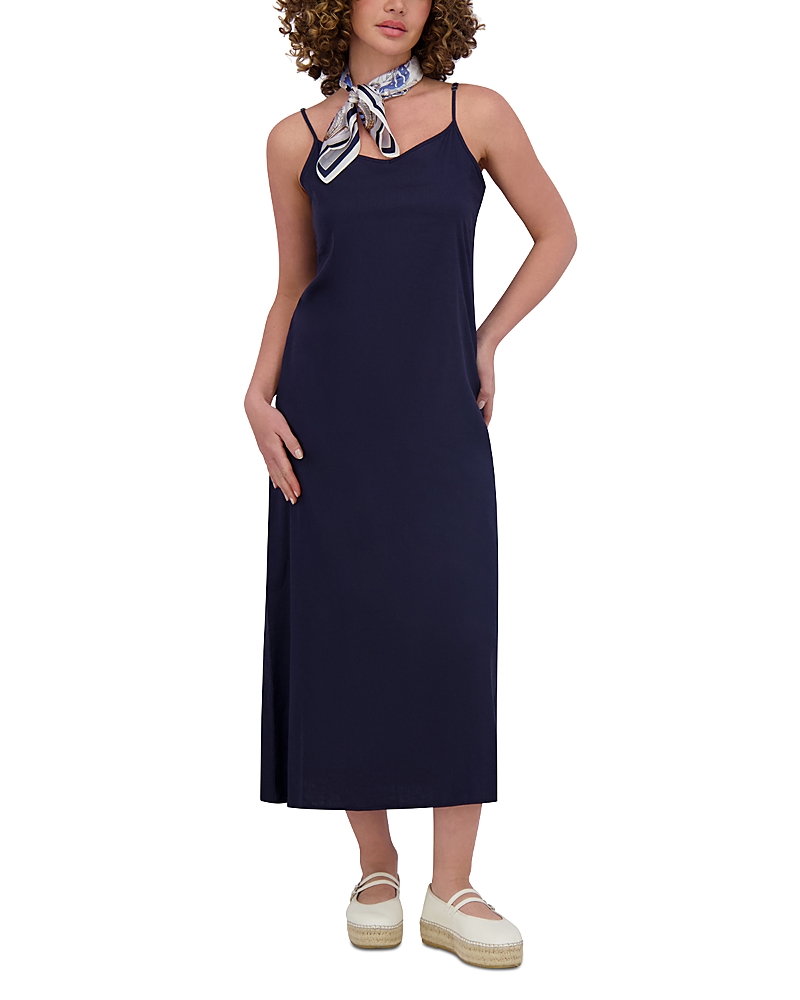 Point Linen Blend A Line Slip Dress