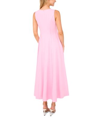 Sleeveless V Neck Pleated Maxi Dress