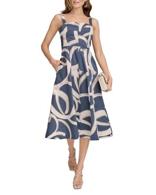 Abstract Print Midi Dress