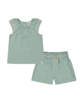 Deux par Deux - Girls' Chambray Blouse and Short Set - Big Kid