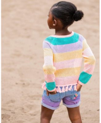 Girls' Cuffed Denim Shorts with Embroidery Floral Jeans - Big Kid