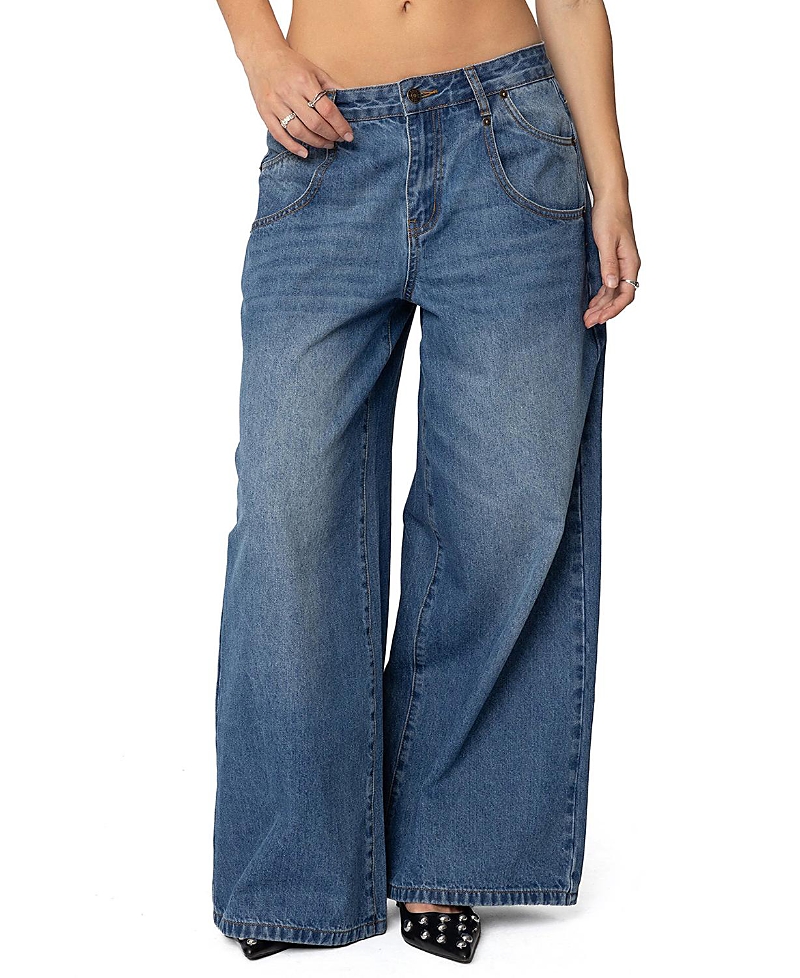 Edikted Jayden Low Rise Jeans Medium Rinse Wash