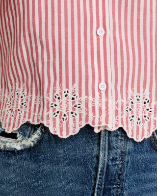 Eyelet Stripe Poplin Button Down Shirt - Exclusive