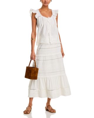Pintuck Lace Inset Midi Skirt - Exclusive