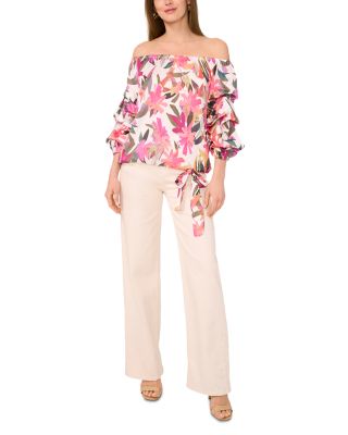 Off Shoulder Balloon Sleeve Top