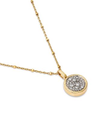 Diamond Pav&eacute; Medallion Pendant Necklace Set in 14K Yellow Gold, 0.30 tcw