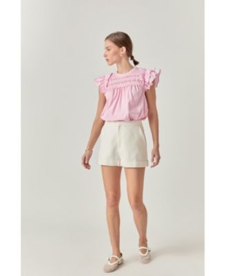 Women's Mix Media Ruffle Top