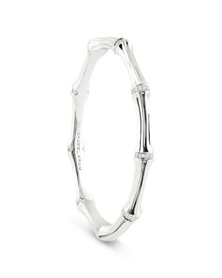 Pav&eacute; Bamboo Bangle Bracelet in Sterling Silver 