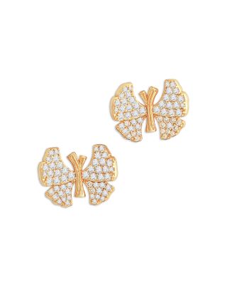 Pav&eacute; Butterfly Stud Earrings in 18K Gold Plated