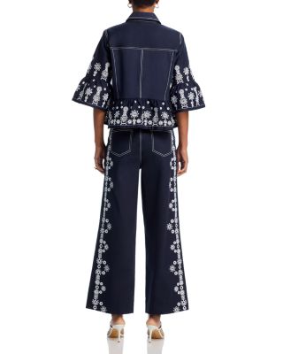 Betsy High Rise Wide Leg Ankle Jeans in Mazie Eyelet 