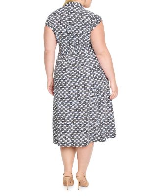 Basketweave Print Shirtdress