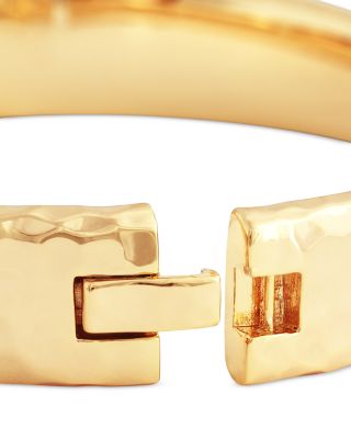 Farrier 18K Yellow Gold Plated or Sterling Silver Wide Hinged Bangle Bracelet