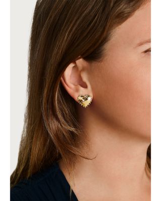 Heart 18K Yellow Gold Plated Stud Earrings, 0.7"L