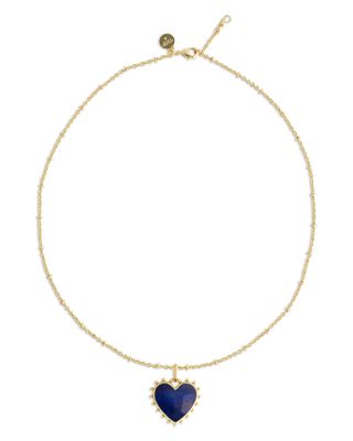 Heart Stone 18K Yellow Gold Plated Stone Necklace, 19"L
