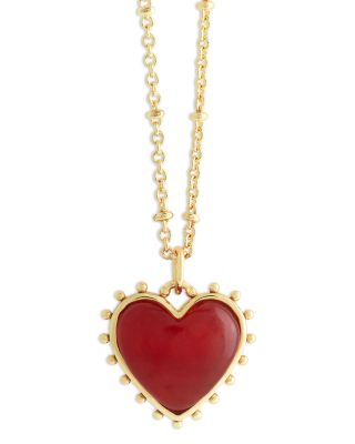 Heart Stone 18K Yellow Gold Plated Stone Necklace, 19"L