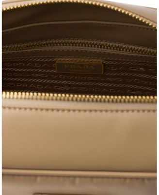 Re-Nylon and Leather Medium Top-Handle Bag with Padlock