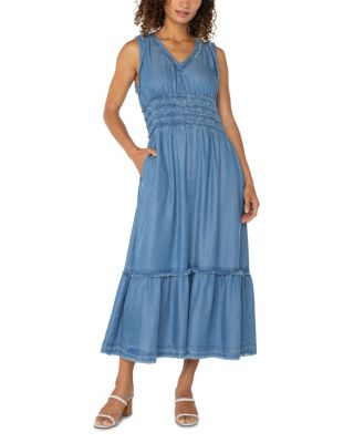 Liverpool Los Angeles - Smocked Frayed Seam Dress