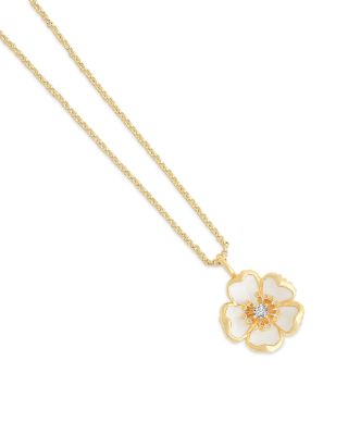 Wildflowers Pav&eacute; Flower Pendant Necklace, 16"-17"