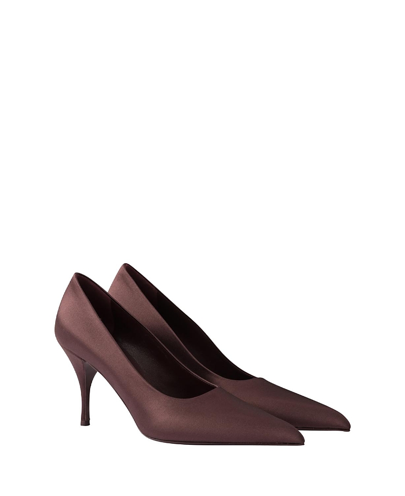 Prada Satin Pumps In Burgundy