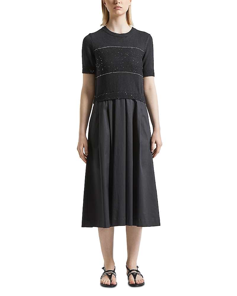 Shop Peserico Mixed Media Midi Dress