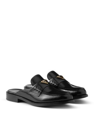 Prada Women's Brushed Leather Mules | Bloomingdale's Shoes