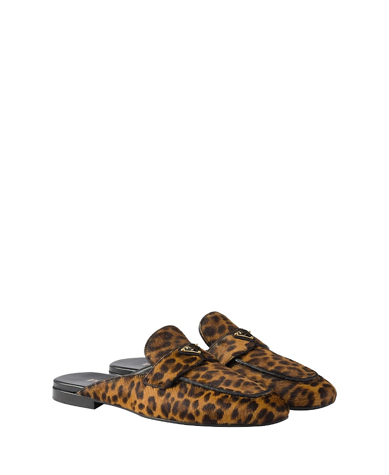 Prada Leopard-print Leather Mules In Animal Print