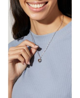 Puffed Heart Lev Silver Necklace