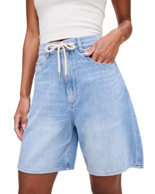 Taylor Aura Drawstring High Rise Denim Shorts in Beachwave