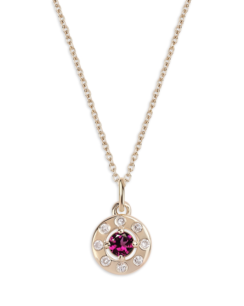 Moon & Meadow 14k Yellow Gold Diamond & Rhodolite Pendant Necklace, 16-20