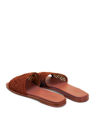 Women&#39;s Flower Raffia Slide Sandals
