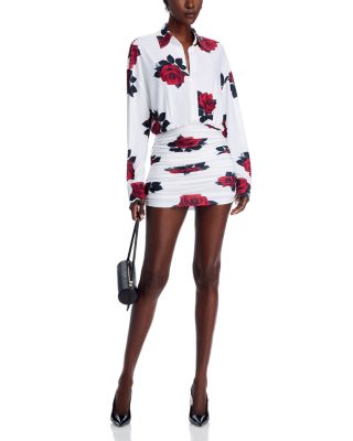 Floral Shirred Bottom Mini Dress