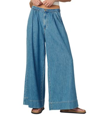The Ruched High Rise Palazzo Jeans in Curious 