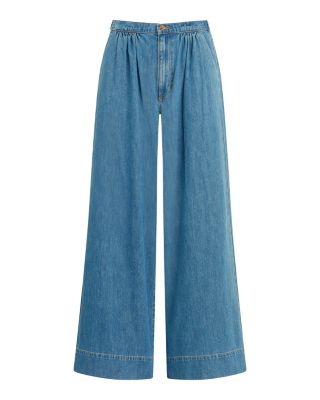 The Ruched High Rise Palazzo Jeans in Curious 