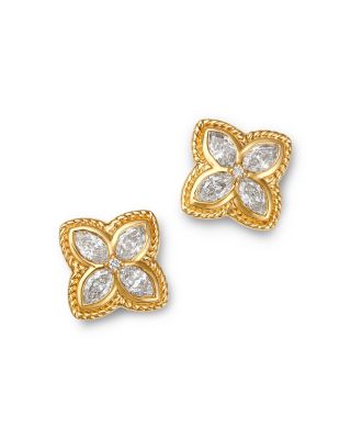 Bloomingdale's Fine Collection - Diamond Marquis & Round Clover Stud Earrings in 14K Yellow Gold, 0.5 tcw