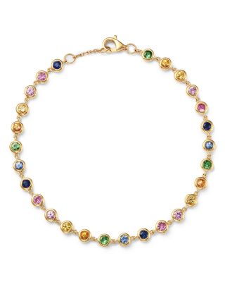 Bloomingdale's Fine Collection - Rainbow Sapphire Bezel Link Bracelet in 14K Yellow Gold