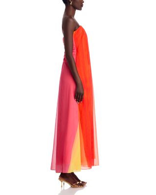 Sunset Stripe Strapless Maxi Dress