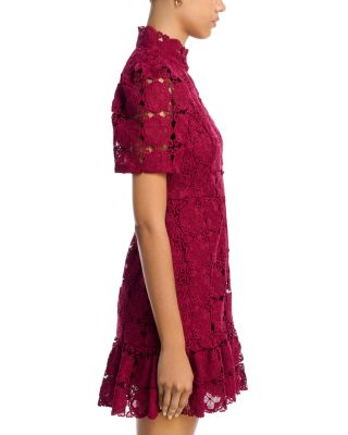 Floral Lace Mock Neck Mini Dress -Exclusive