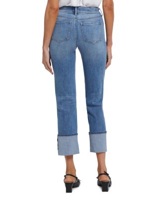 Marilyn High Rise Cuffed Straight Jeans in Barcelona