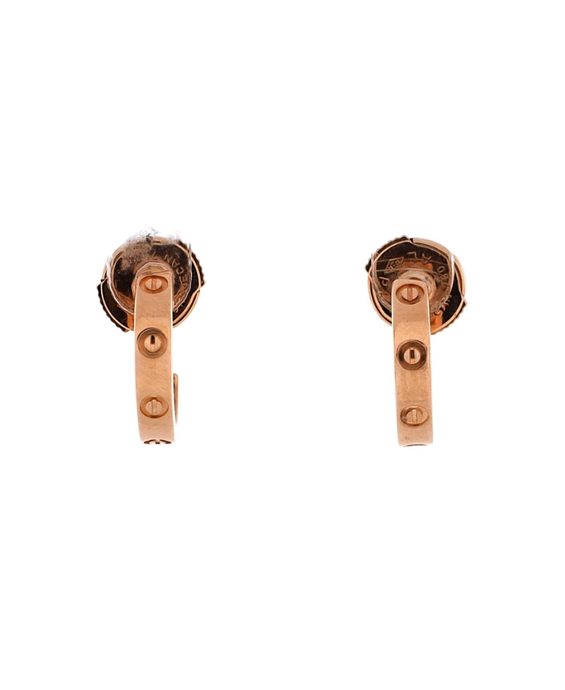 Pre-owned Pre-owned Cartier Cartier Small Love Hoop Earrings 18k Rose Gold