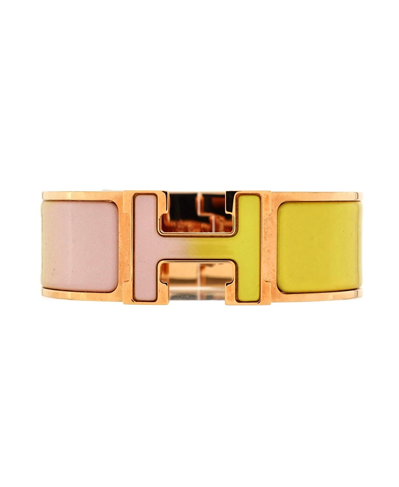 PRE-OWNED HERMES PRE-OWNED HERMES WIDE CLIC CLAC H BRACELET METAL AND ENAMEL
