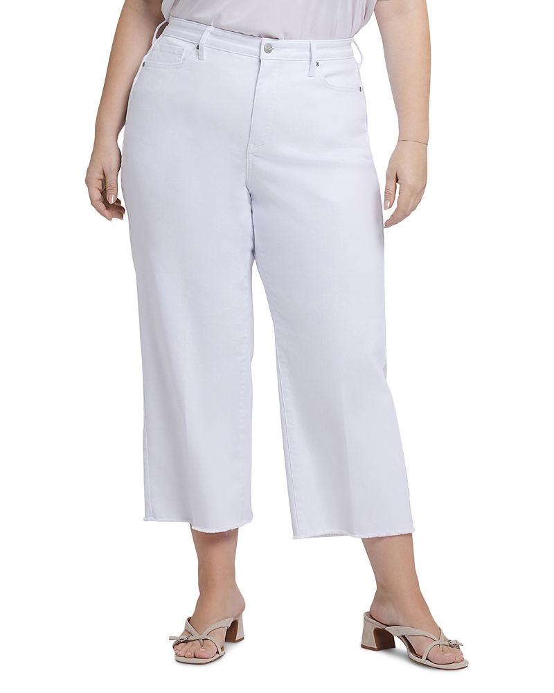 NYDJ PLUS COCO RELAXED WIDE LEG CROP JEANS IN OPTIC WHITE