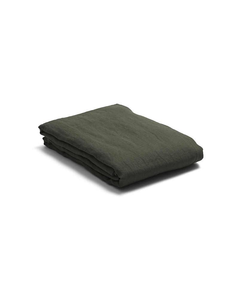 Piglet In Bed Plain Linen Flat Sheet, Twin In Green