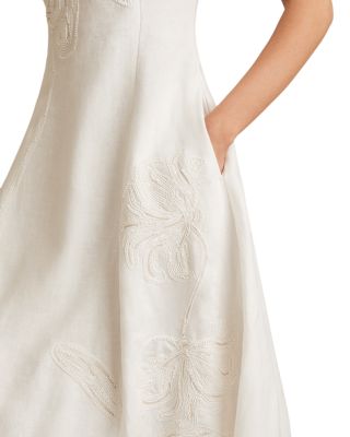 Elise Linen Floral Embroidered Dress